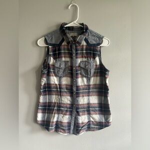 Harley Davidson Sleeveless Flannel Snap
Button Down Shirt Y2K M